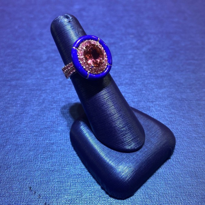Pink tourmaline and lapis Fashion Ring, Palm Desert Pink tourmaline and lapis Fashion Ring, Palm Desert