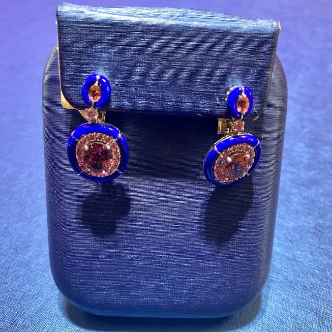 Pink tourmaline and lapis earrings, Palm Desert